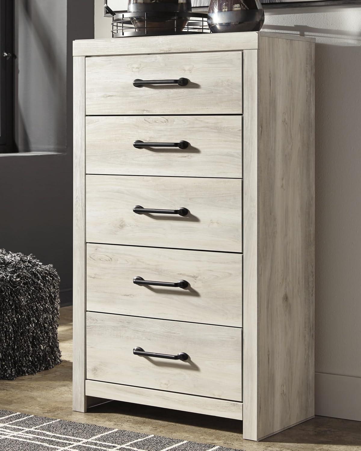 Signature Design by Ashley Cambeck 5 Drawer Chest in Whitewash