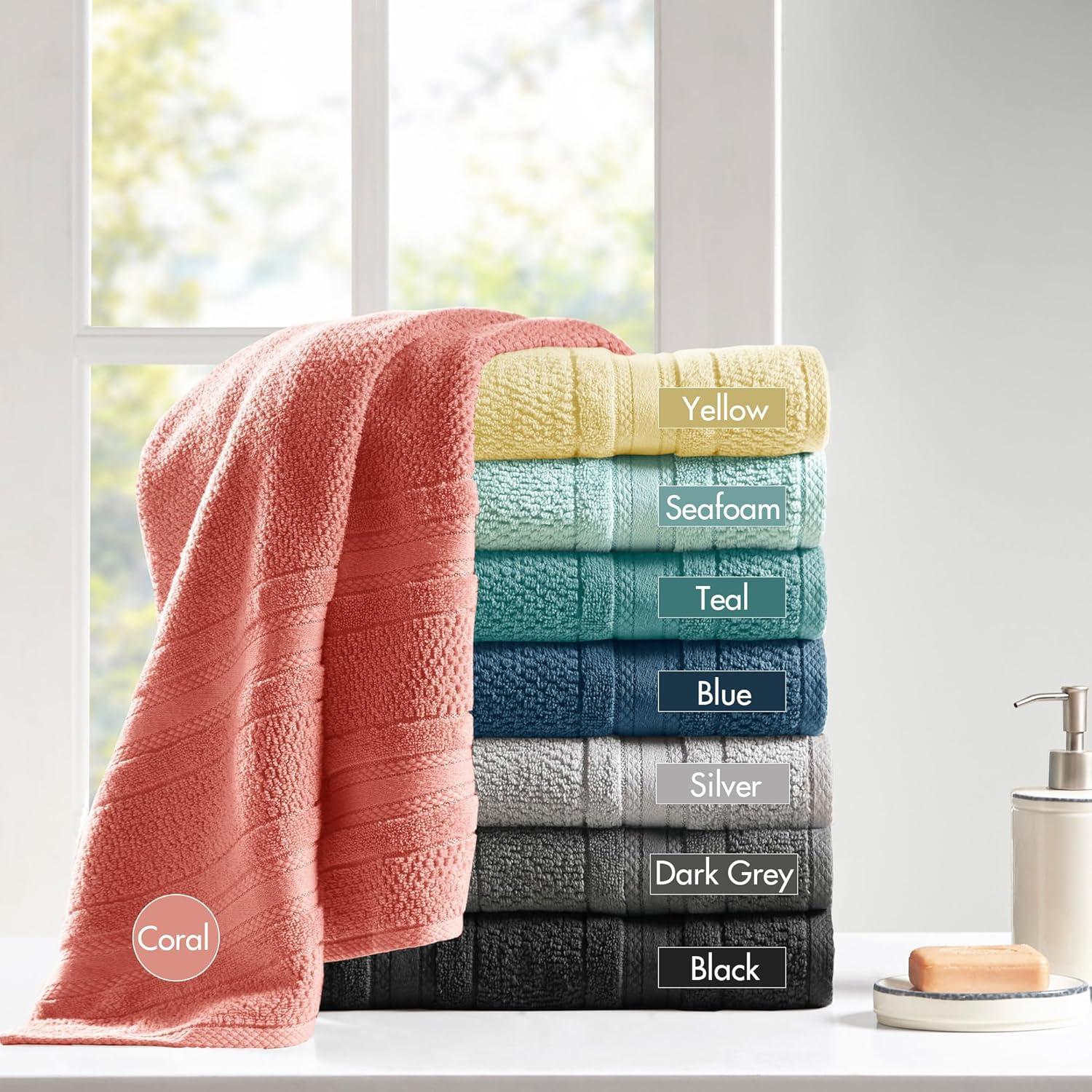 6pc Roman Super Soft Cotton Quick Dry Bath Towel Set Black - Madison Park: OEKO-TEX Certified, Lightweight