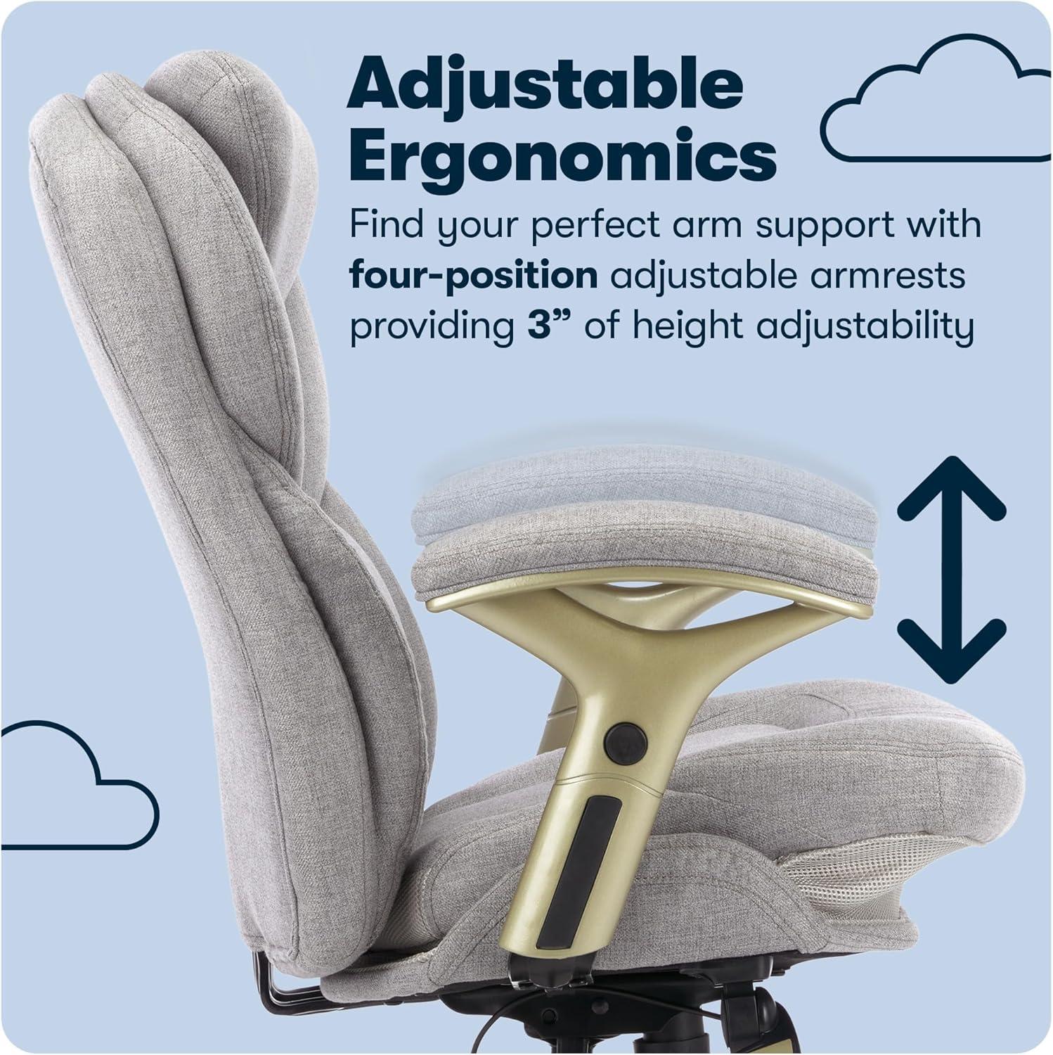 Works Executive Office Chair Light Gray : Serta, Ergonomic, Pneumatic Height Adjustment, Bonded Leather