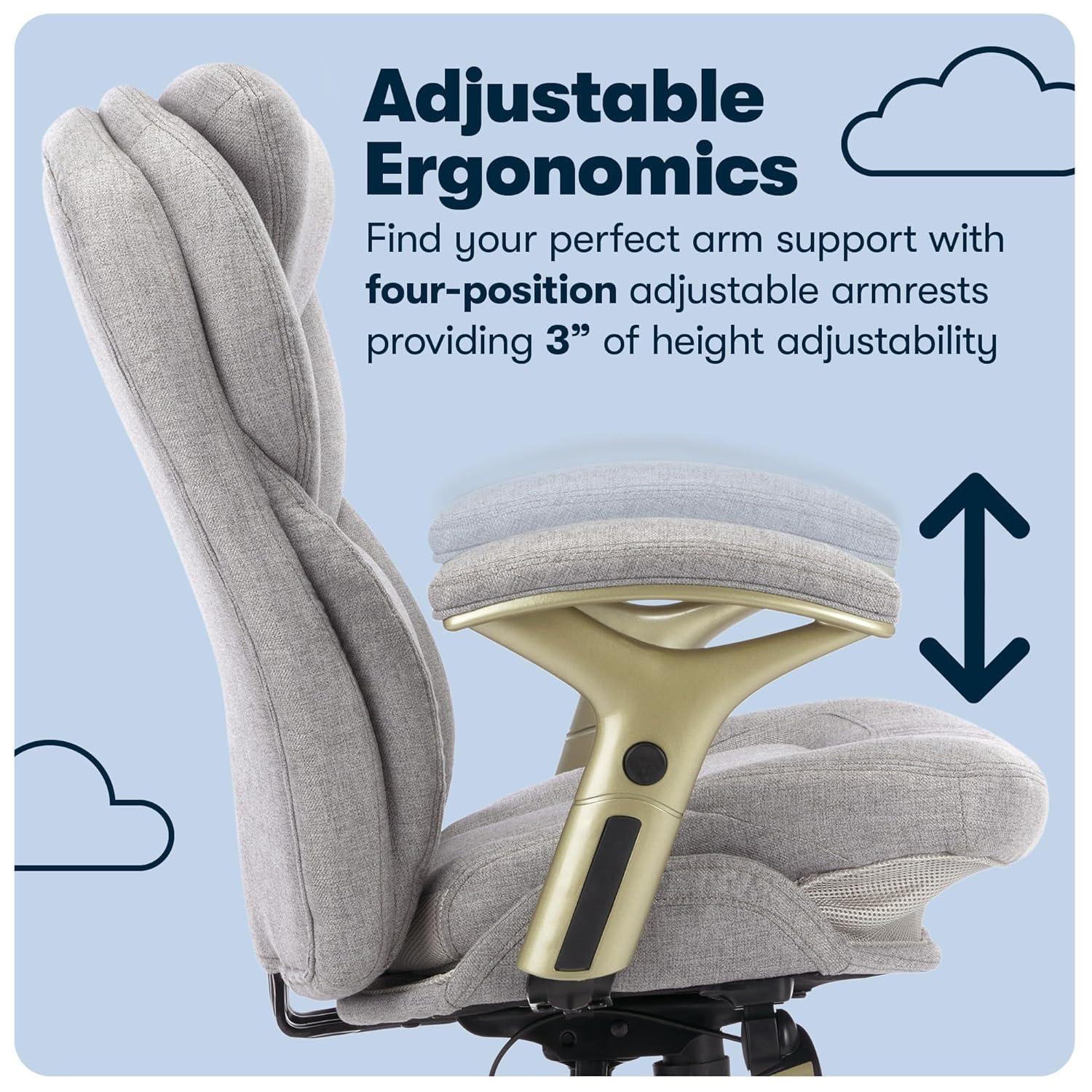 Works Executive Office Chair Light Gray : Serta, Ergonomic, Pneumatic Height Adjustment, Bonded Leather