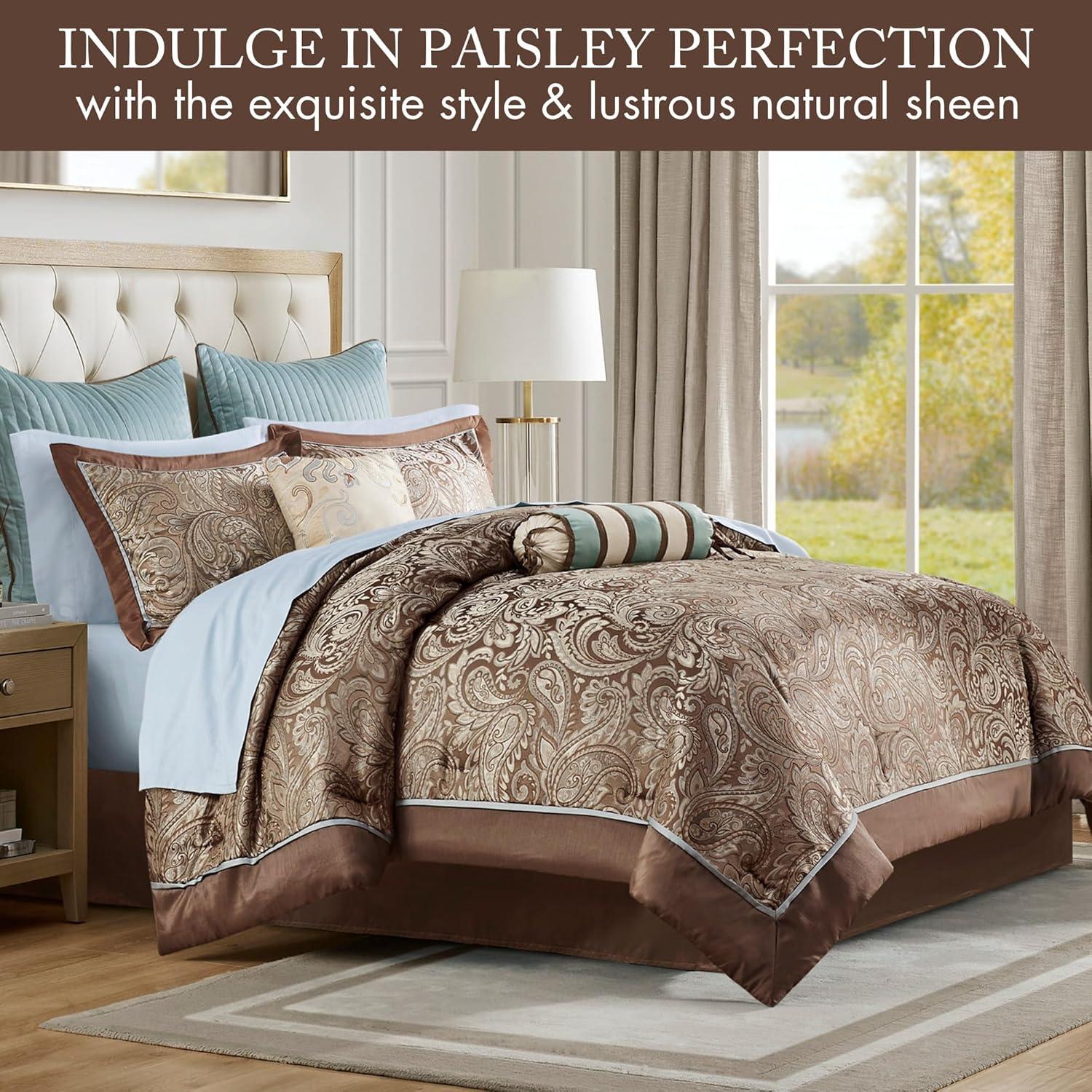 Madison Park Aubrey 12 Piece Comforter Set with Cotton Bed Sheets