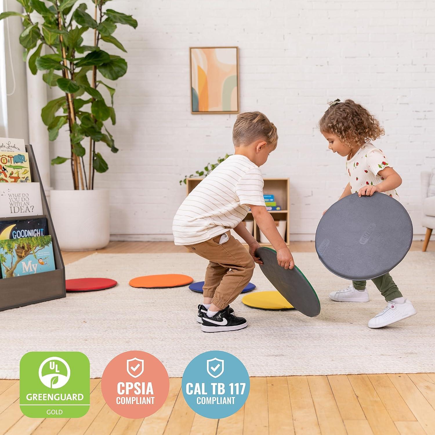 ECR4Kids ECR4Kids SoftZone Colorful Floor Pads, Round, Flexible Seating, 6-Piece