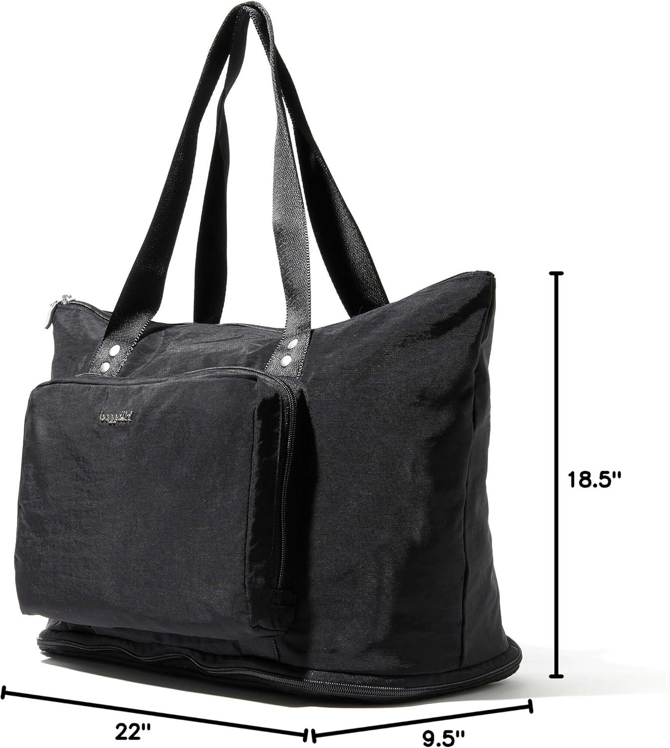 baggallini Carryall Expandable Packable Tote Bag - Black