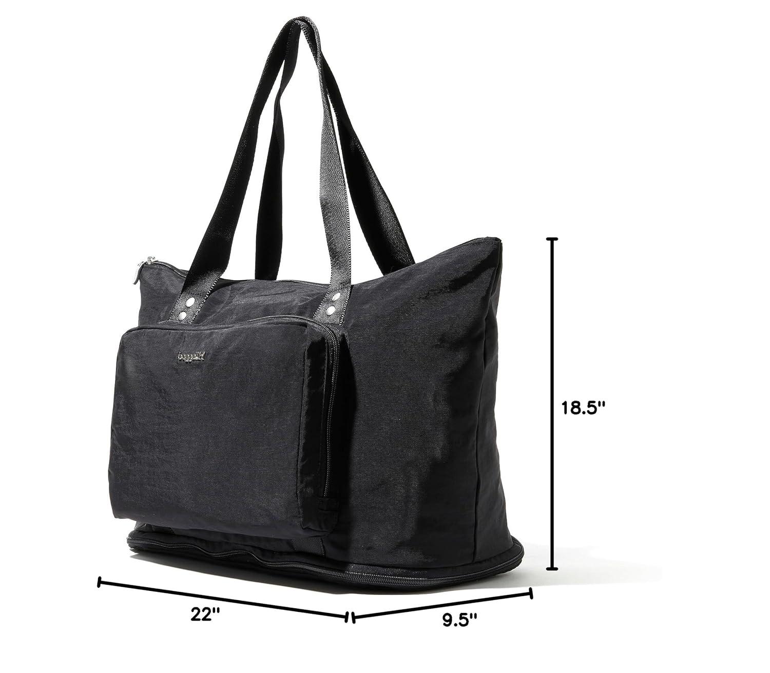 baggallini Carryall Expandable Packable Tote Bag - Black