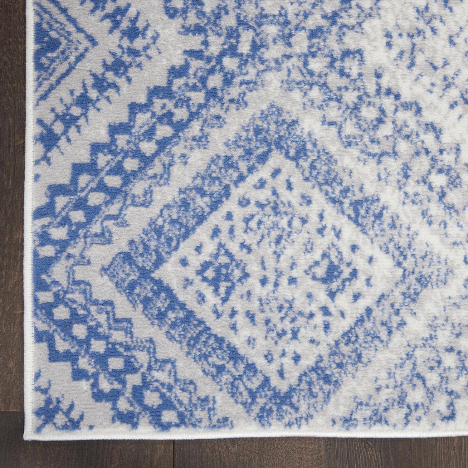 Nourison Whimsicle Boho Farmhouse Ivory Blue 2' x 6' Area Rug, (6' Runner)