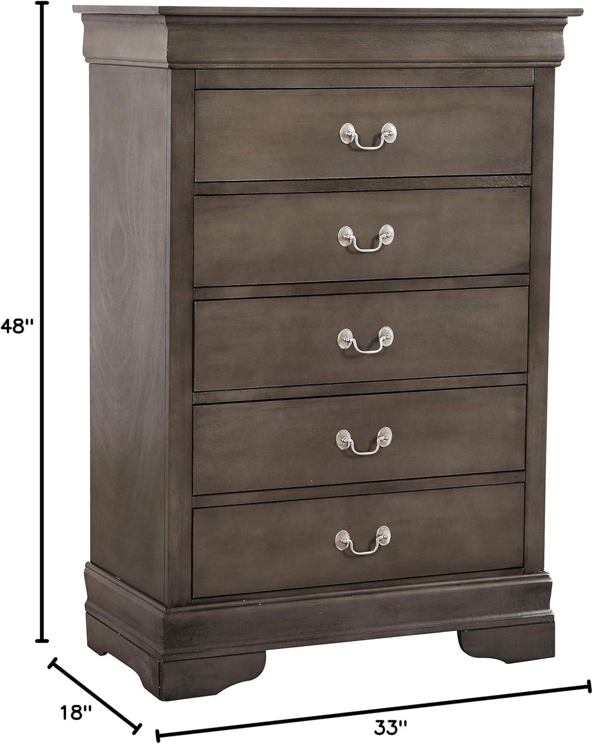 Louis Phillipe 5 Drawer 33'' W Chest