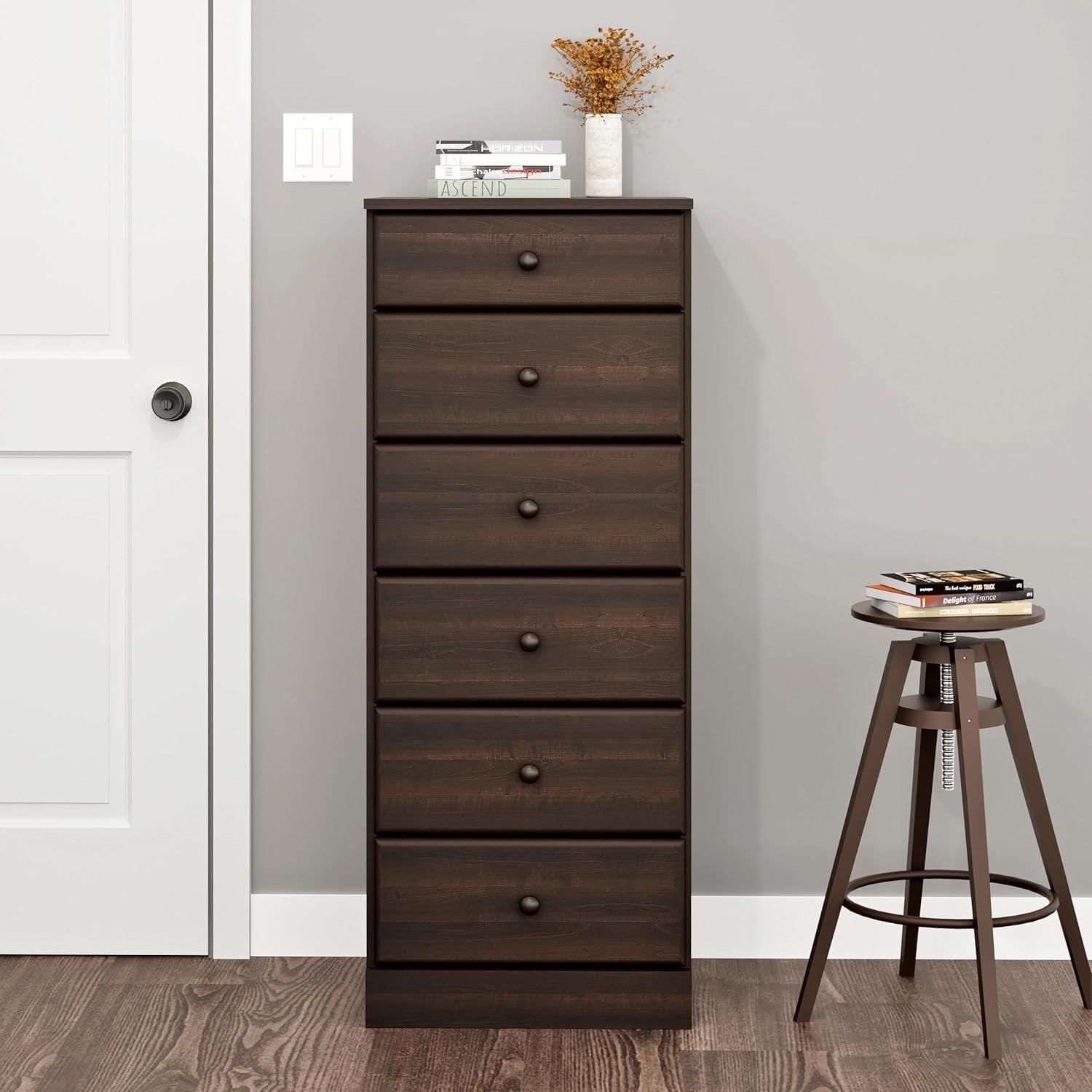 Astrid 6 Drawer Tall Chest Drifted Gray - Prepac: Space-Saving Storage for Small Rooms