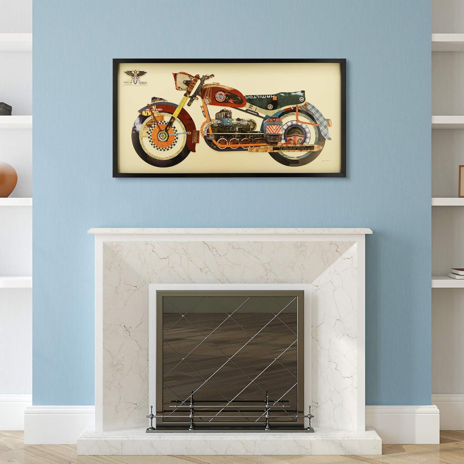 "Holy Furious Motorbike" Dimensional Collage Framed Graphic Art Under Glass Wall Art