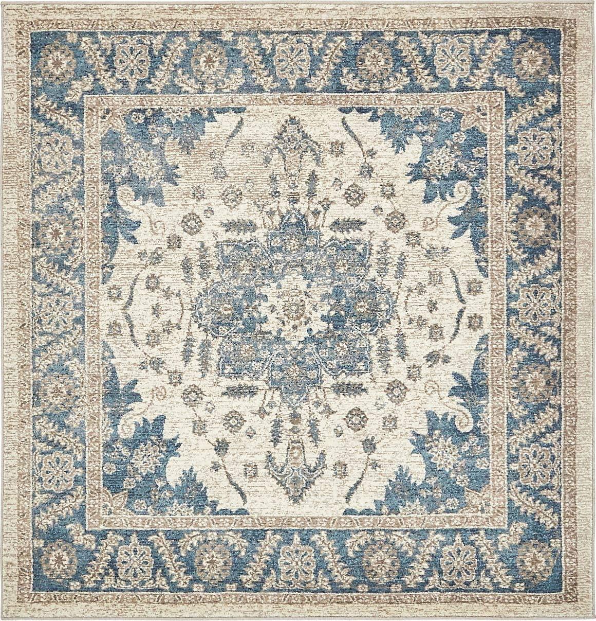 Unique Loom Altstadt Salzburg Rug , 5' 1" x 5' 1" ,Cream