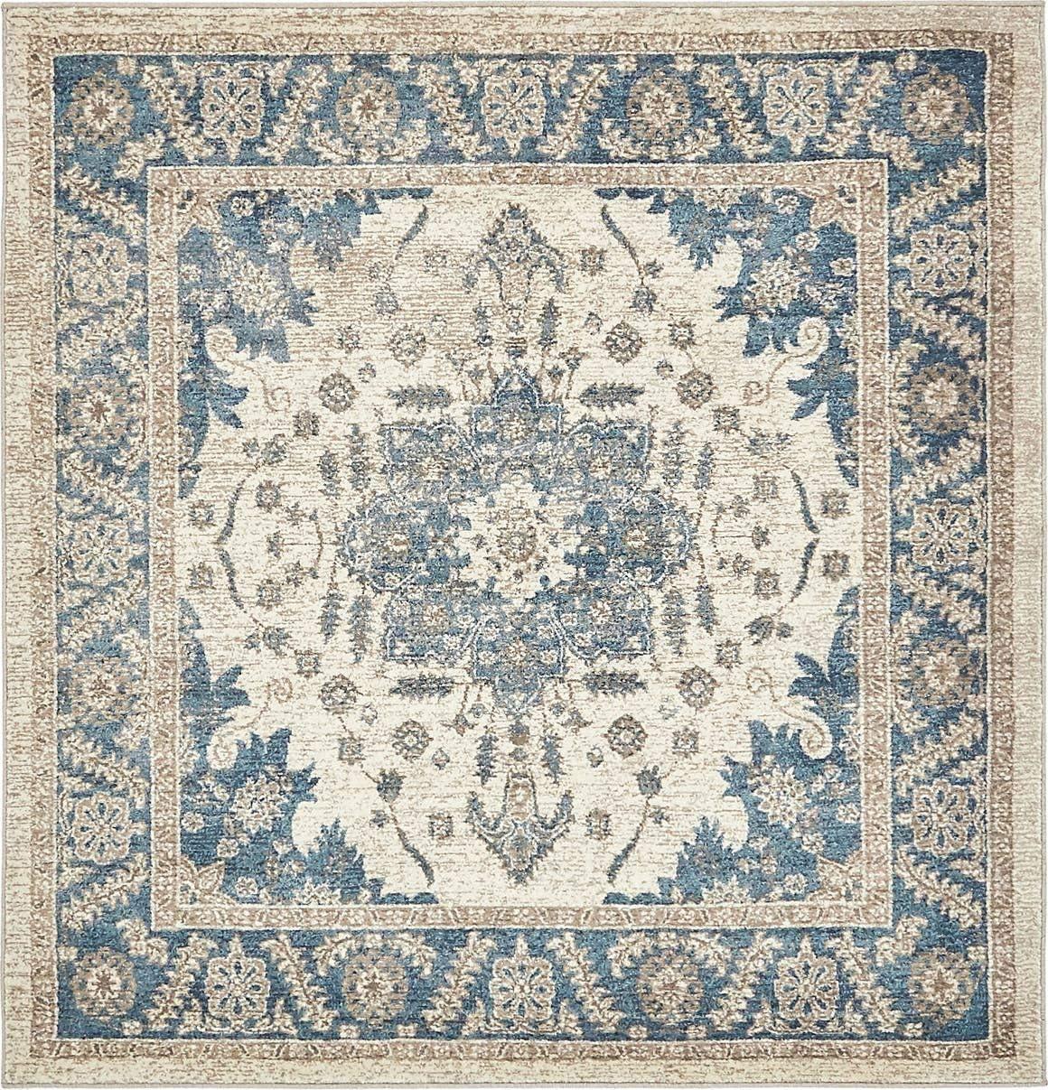 Unique Loom Salzburg Collection Area Rug - Altstadt (5' 1" Square Cream/Gray)