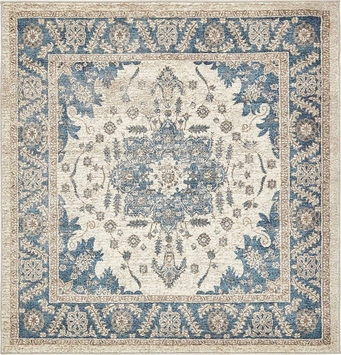 Unique Loom Salzburg Collection Area Rug - Altstadt (5' 1" Square Cream/Gray)