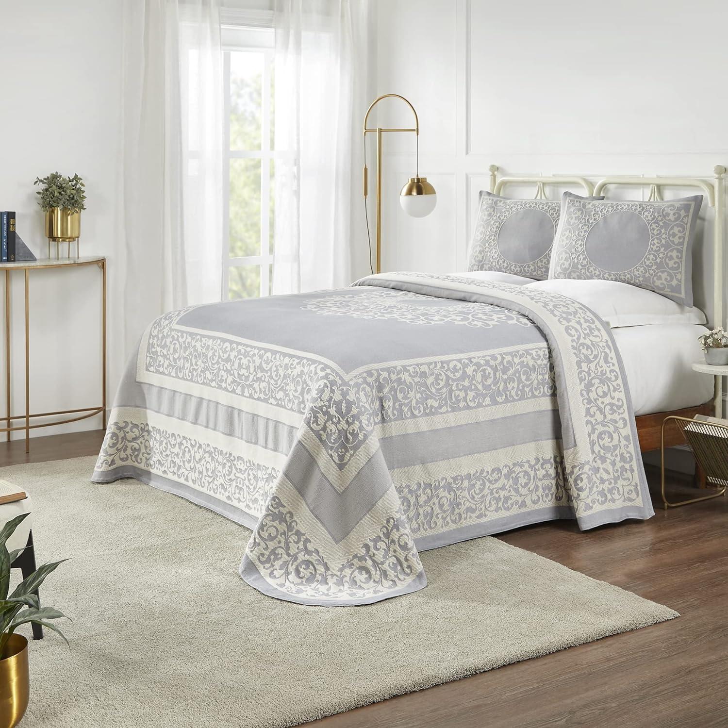 Superior Bedspread Set, King, Slate Blue, 3 Piece