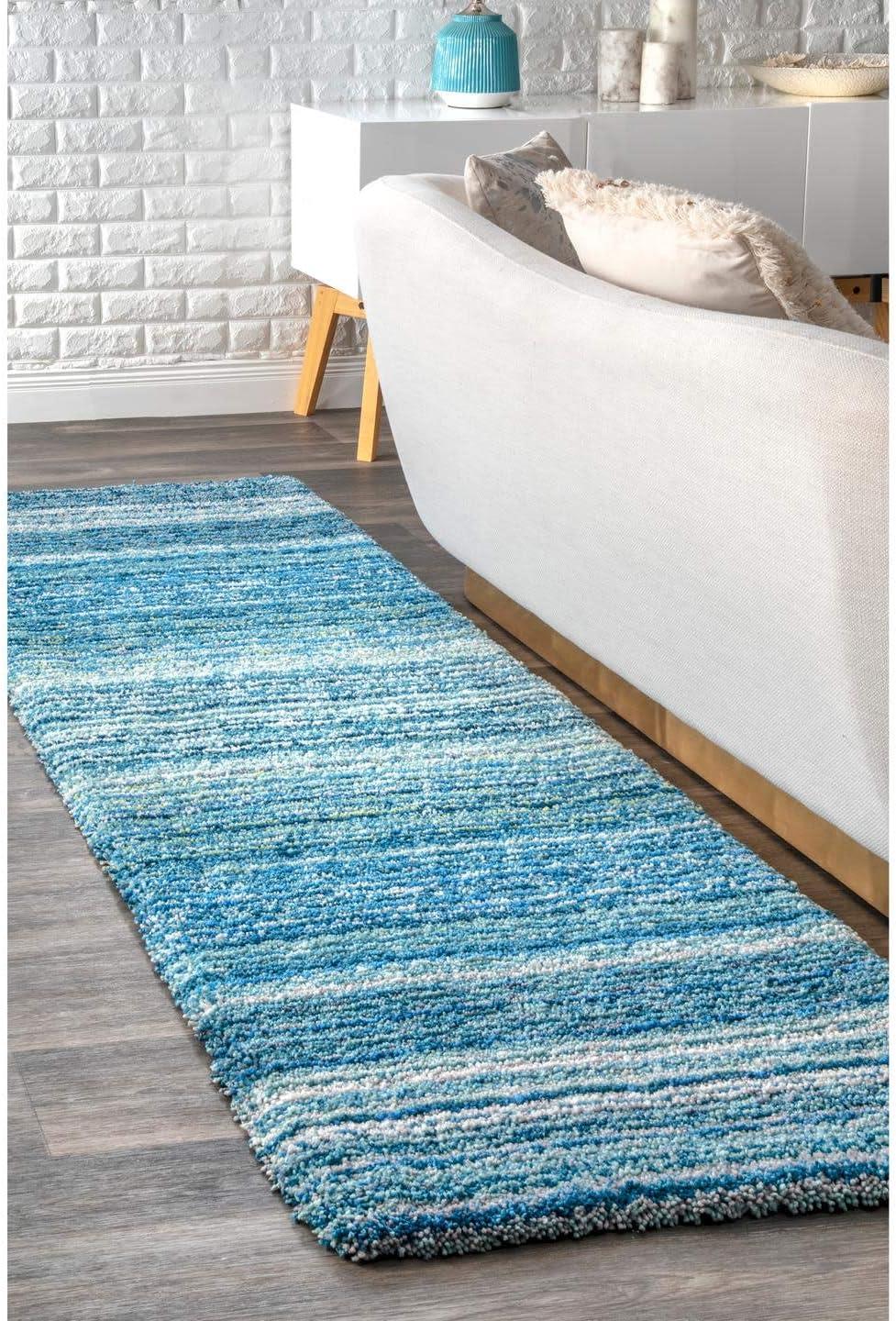 nuLOOM Classie Hand Tufted Shag Runner Rug, 2' 6" x 8', Sky Blue