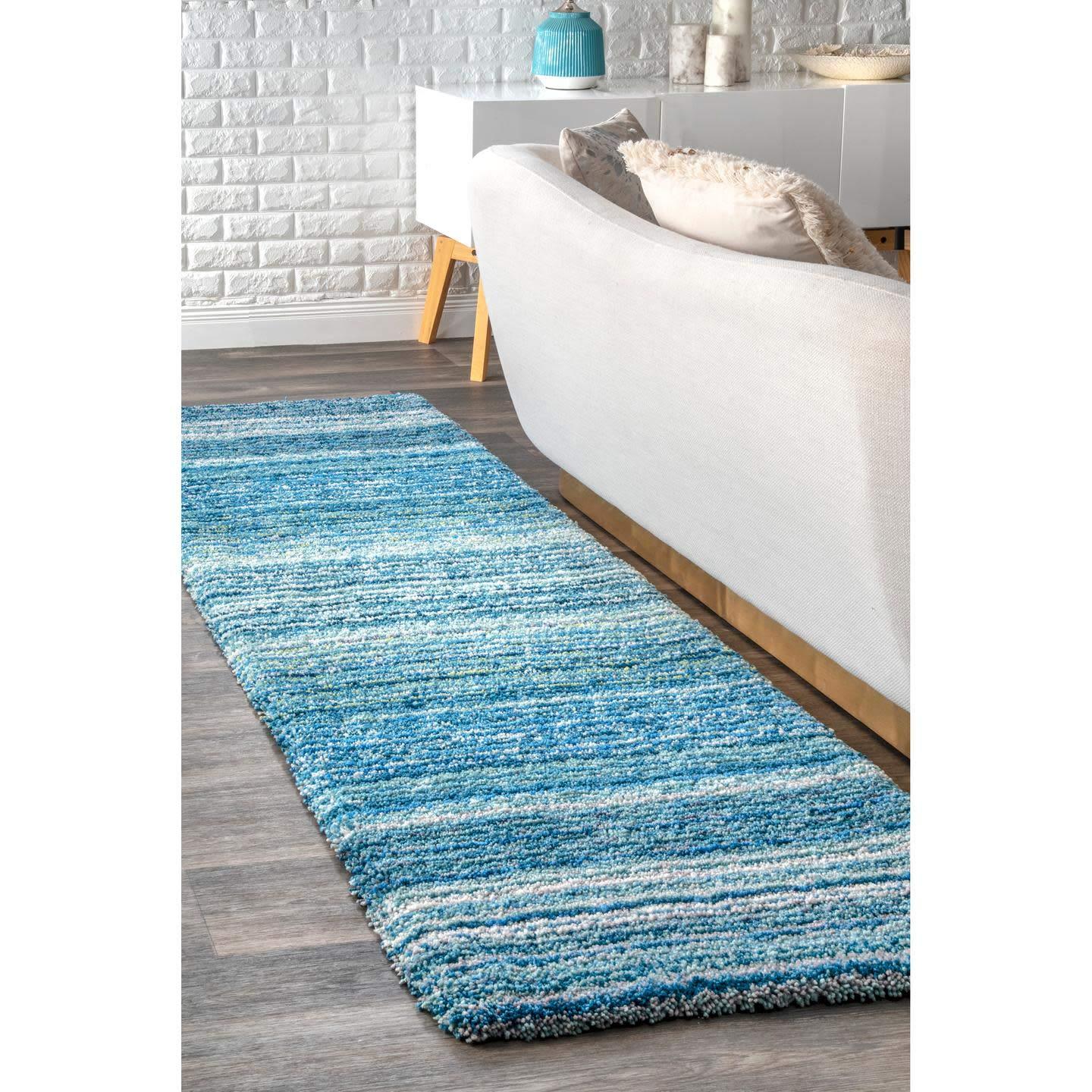 nuLOOM Classie Hand Tufted Shag Runner Rug, 2' 6" x 8', Sky Blue