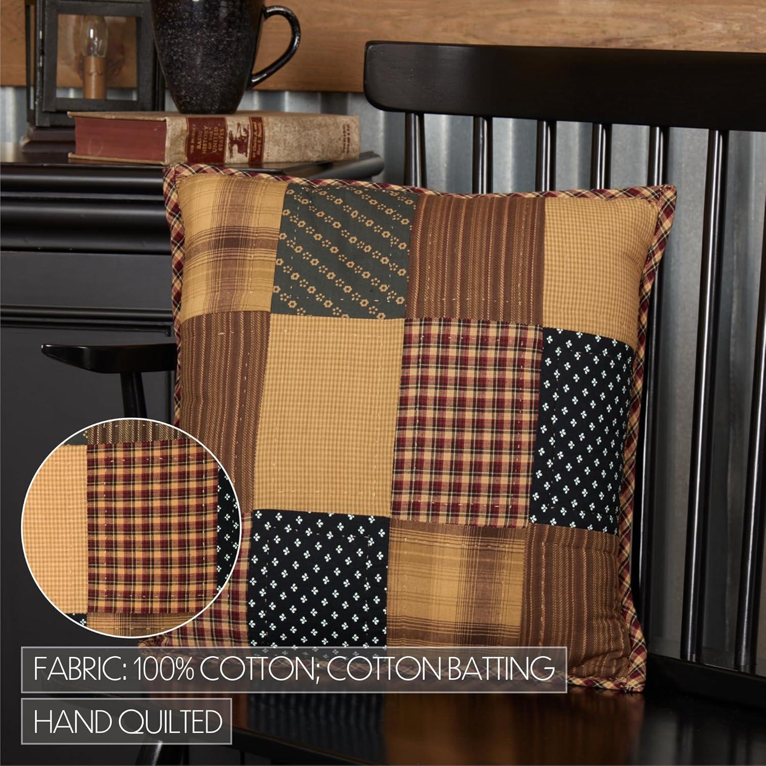 VHC Brands Patriotic Patch Patchwork Cotton Reversible Throw Pillow
