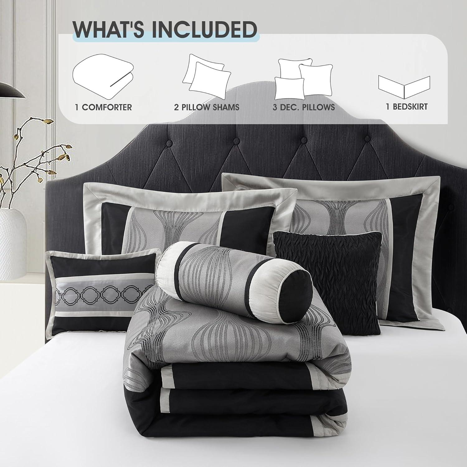 Nanshing 7pc California King Kath Comforter Set Silver