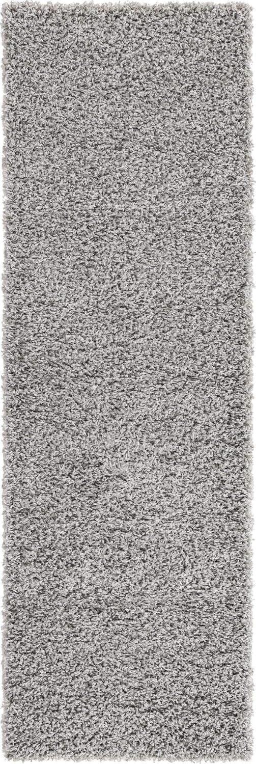 Unique Loom Solid Shag Collection Area Rug (2' x 6' 5" Runner, Cloud Gray)