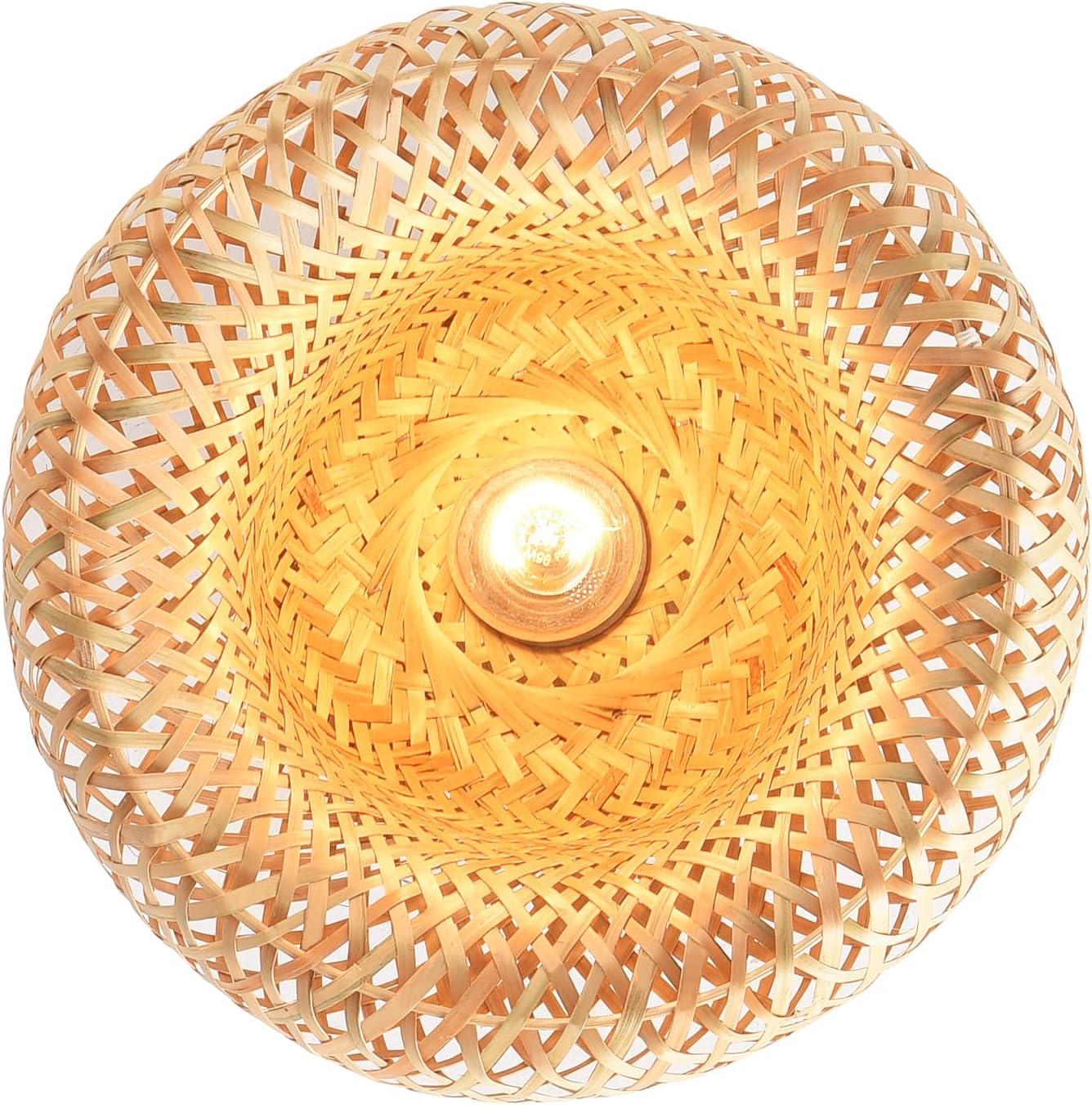 Bay Isle Home™ Bamboo Ceiling Light Fixtures, Hand-Woven Boho Flush Mount Ceiling Light, Handmade Ceiling Mount With Natural Bamboo Shade, Farmhouse Light Fixture