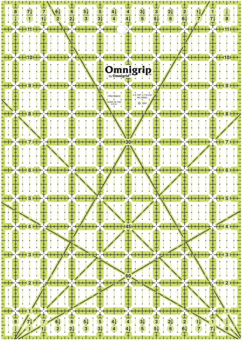 Omnigrip 8-1/5" x 8-1/5" Non-Slip Square Quilting Ruler