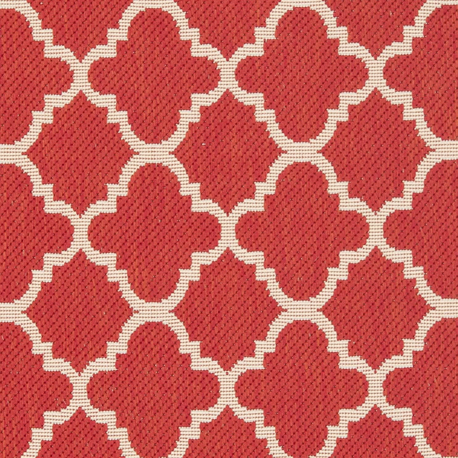 SAFAVIEH Courtyard Alina Geometric Quatrefoil Indoor/Outdoor Area Rug, Red/Bone, 2'7" x 5'