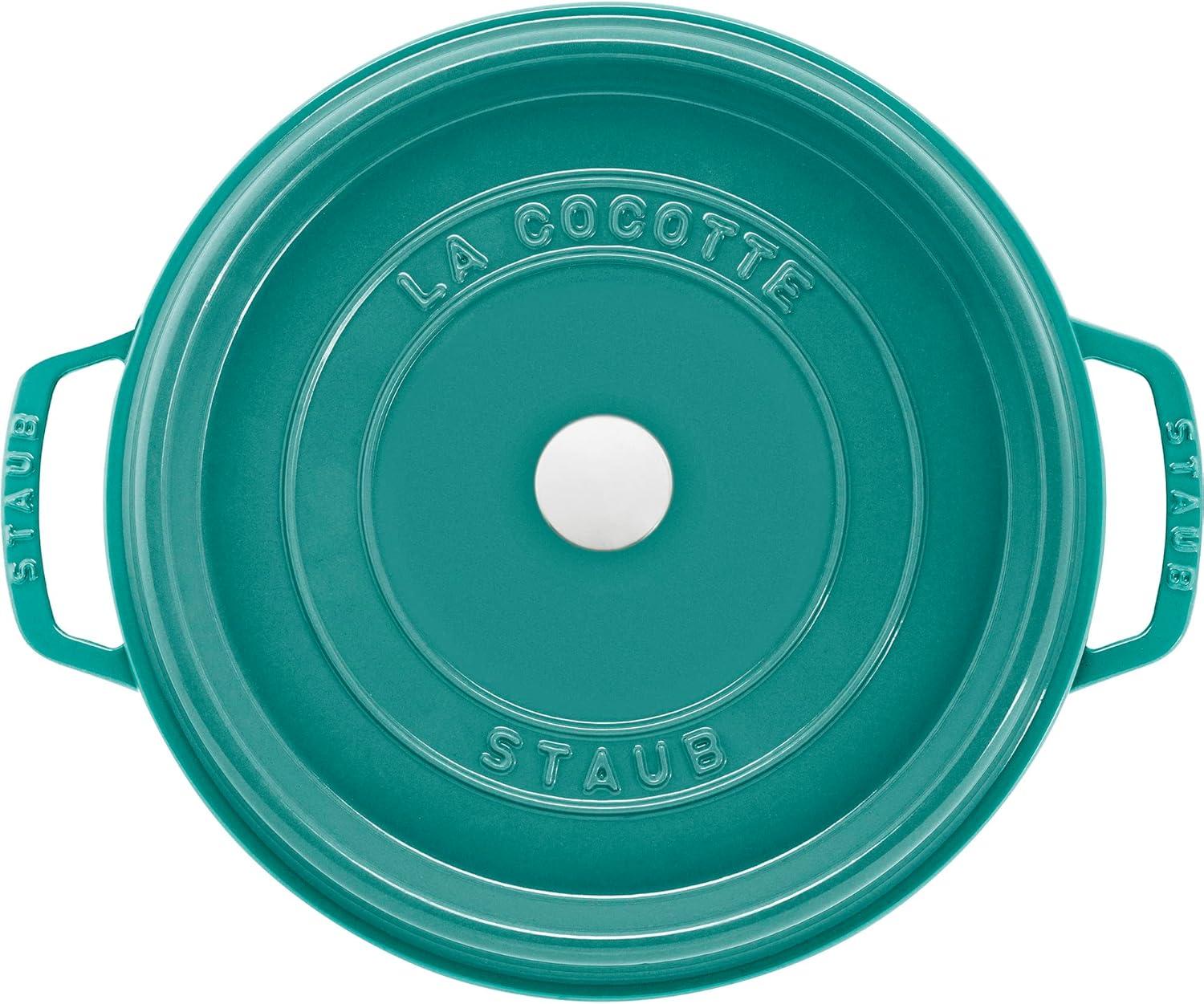 Staub Cast Iron 7-qt Round Cocotte - Turquoise