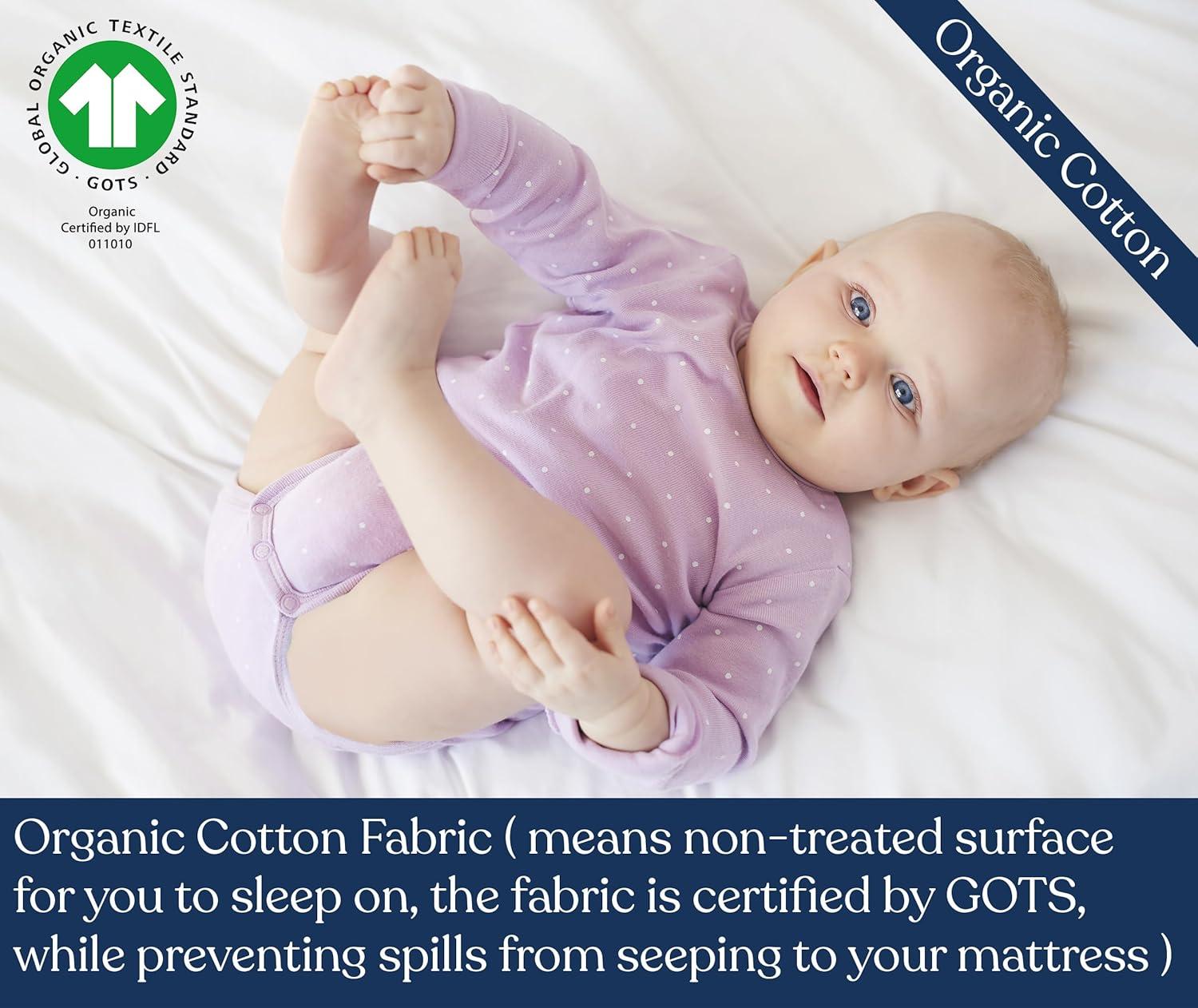 Delara GOTS Certified 100% Organic Cotton Mattress Protector, 300TC Hypoallergenic Cover