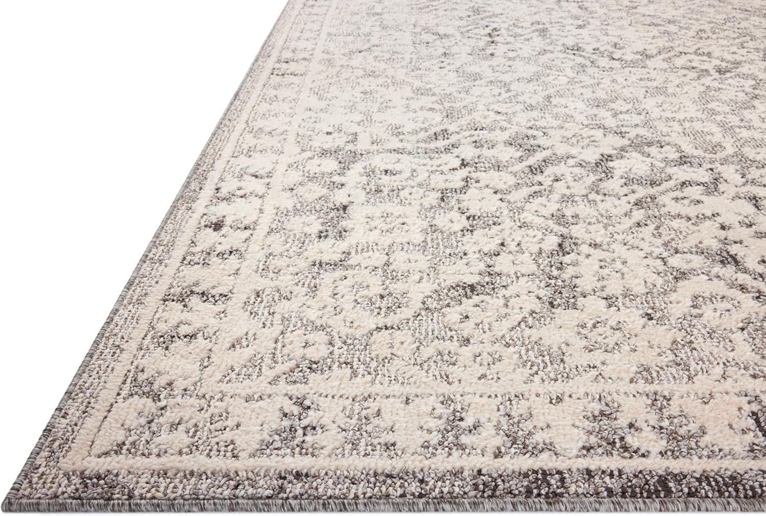 Ivory and Gray Synthetic Rectangular Area Rug 6'7" x 9'2"