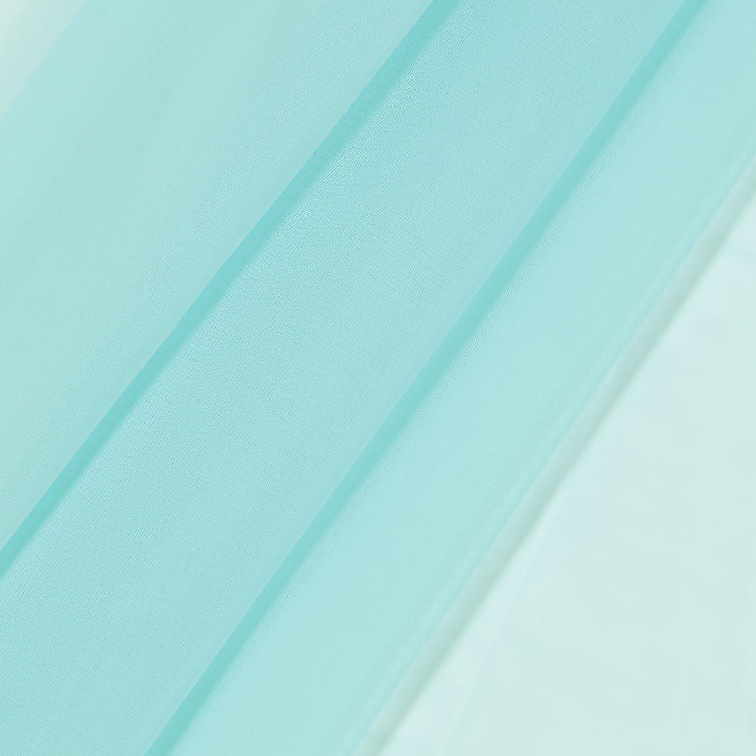 Pairs to Go Victoria Voile Modern Sheer Rod Pocket Window Curtains for Living Room (2 Panels), 59 in x 63 in, Nile Blue