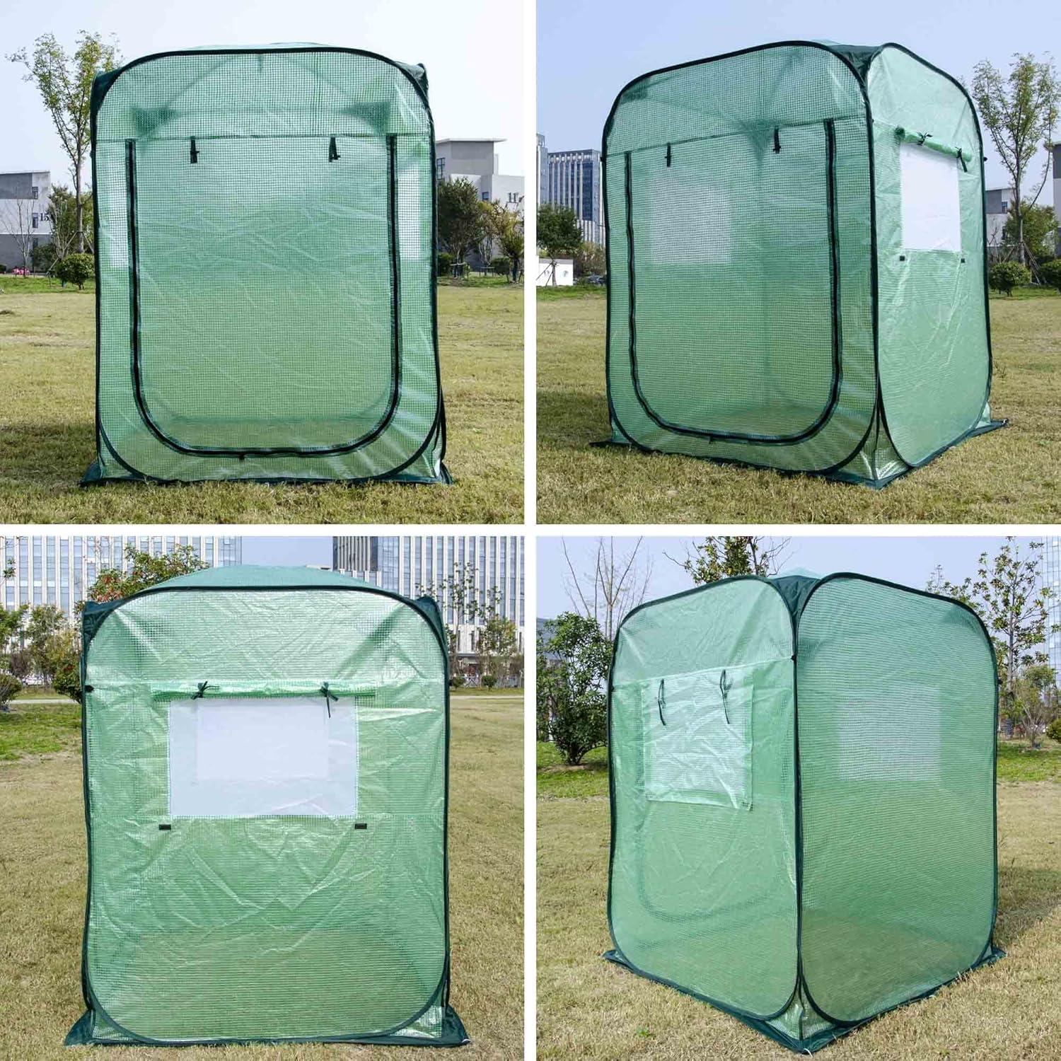 Portable X-Large Green Pop Up Greenhouse Tent with PE Cover