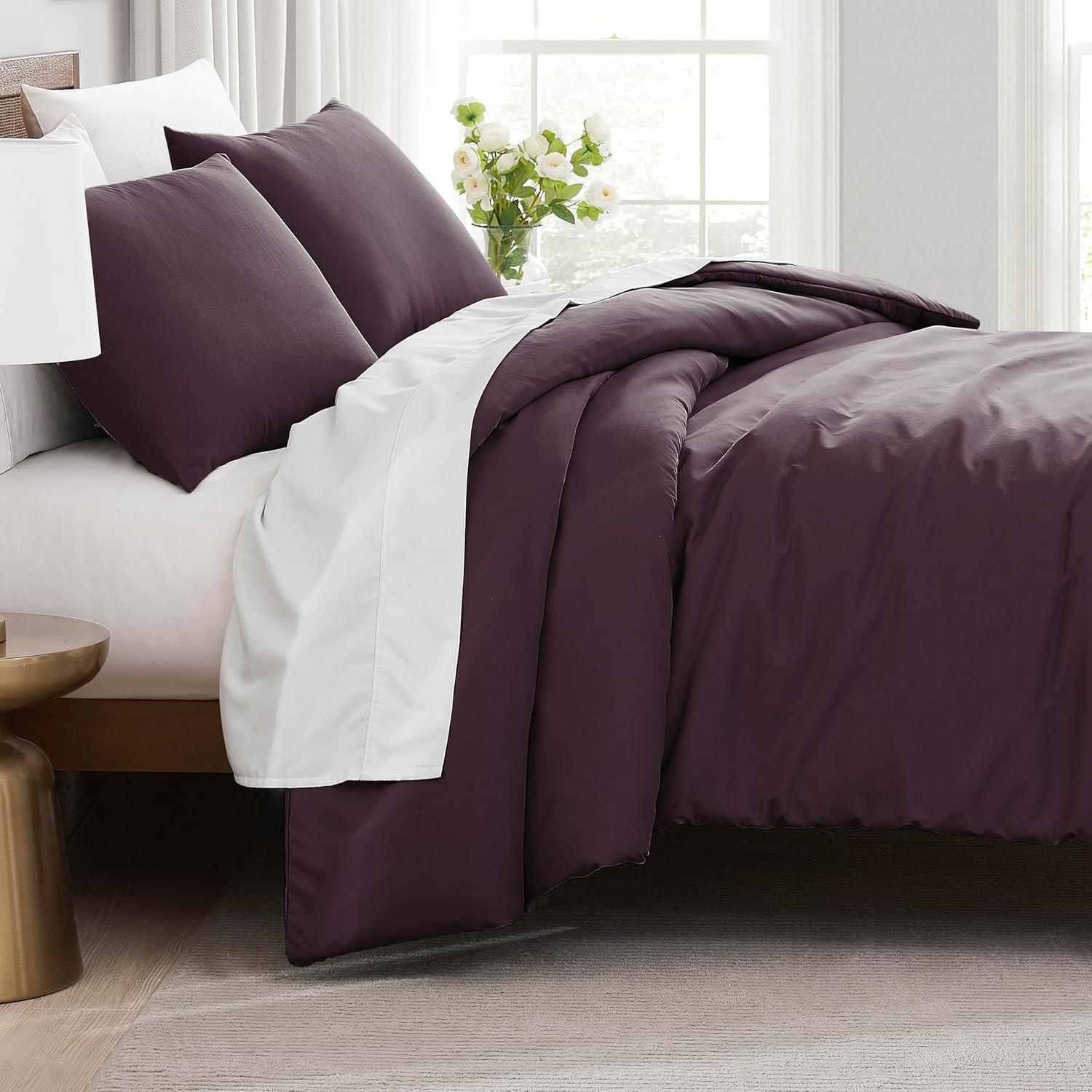 Southshore Fine Living Oversized 2-Piece ultra-soft Duvet Cover Set with Shams, Purple, Twin/Twin XL