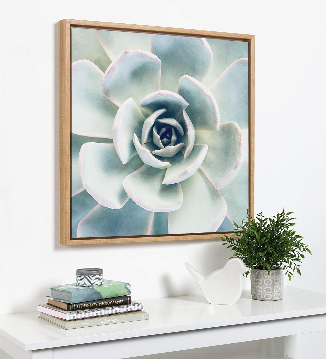 30" x 30" Sylvie Succulent 7 Framed Canvas by F2 Images Natural - Kate & Laurel All Things Decor: Wall Display, Botanical Digital Art