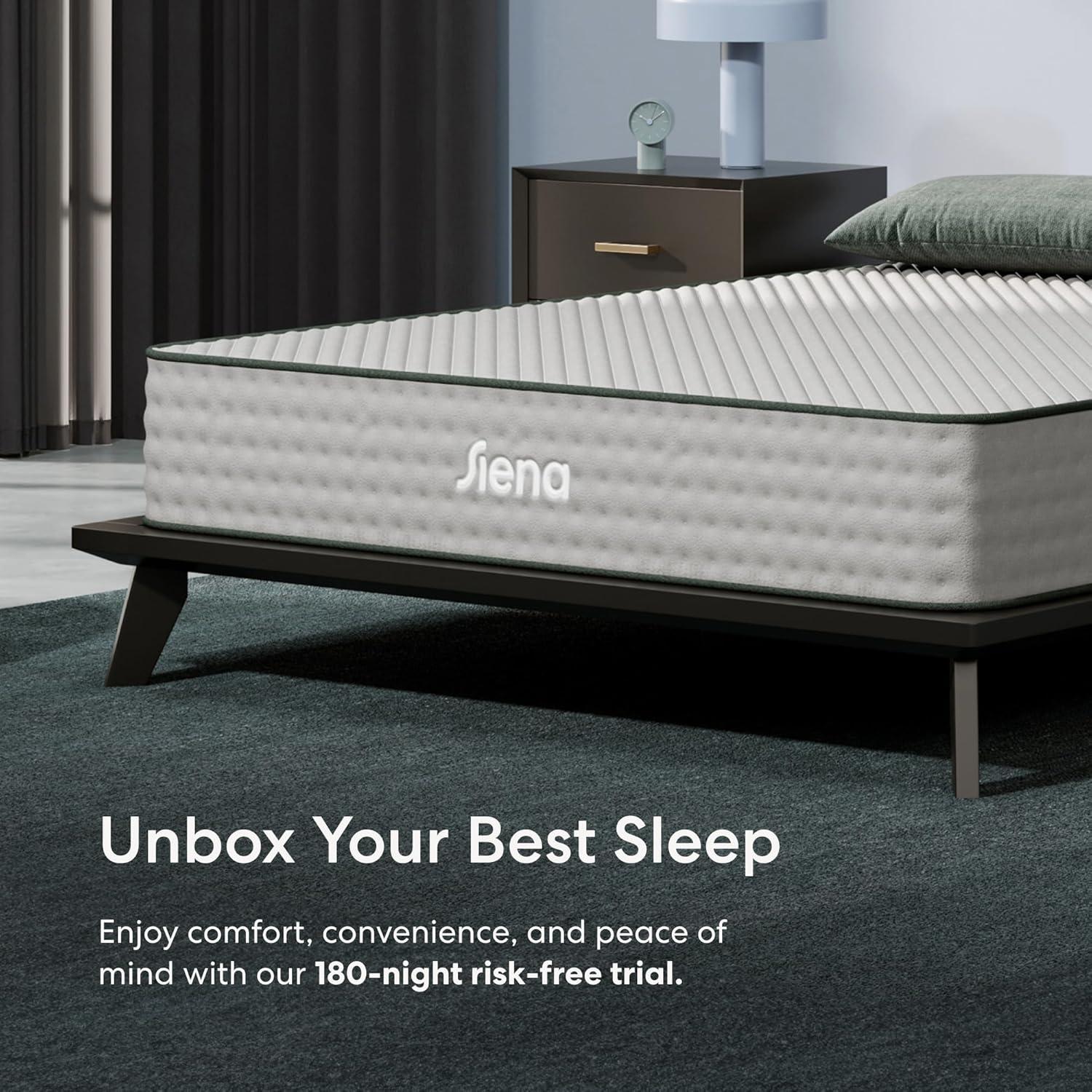Siena 10” Full Hybrid Firm Mattress - Memory Foam & Innerspring System - 180 Night Trial - Premium Pressure-Relieving Layers - 10 Year Warranty - Mattress in a Box - CertiPUR-US Certified
