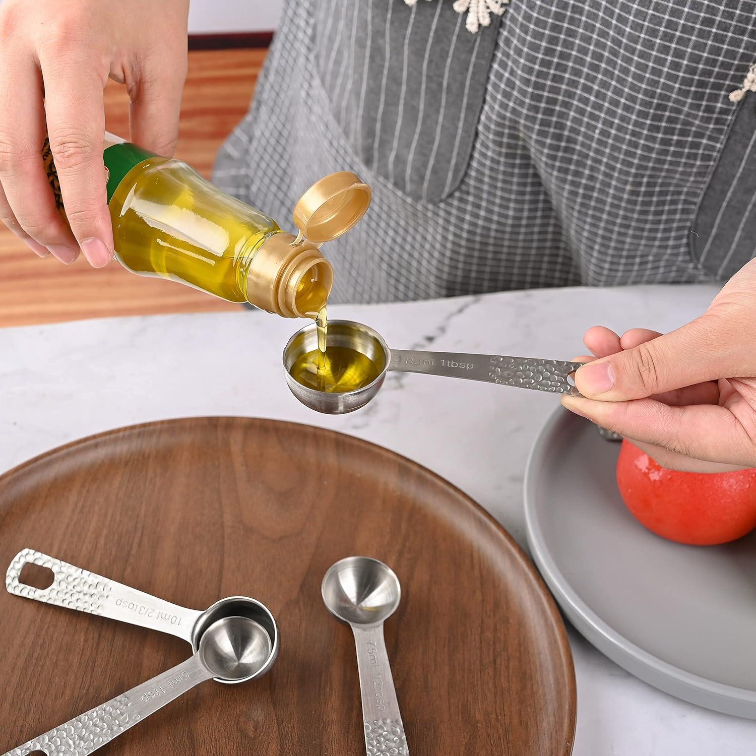 Stainless Steel Metric and US Measuring Cups and Spoons Set