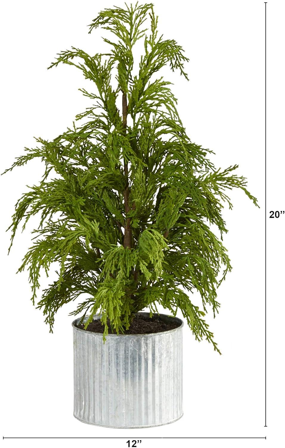 Nearly Natural 20in. Cedar Pine Natural Look Artificial Tree in Decorative Planter