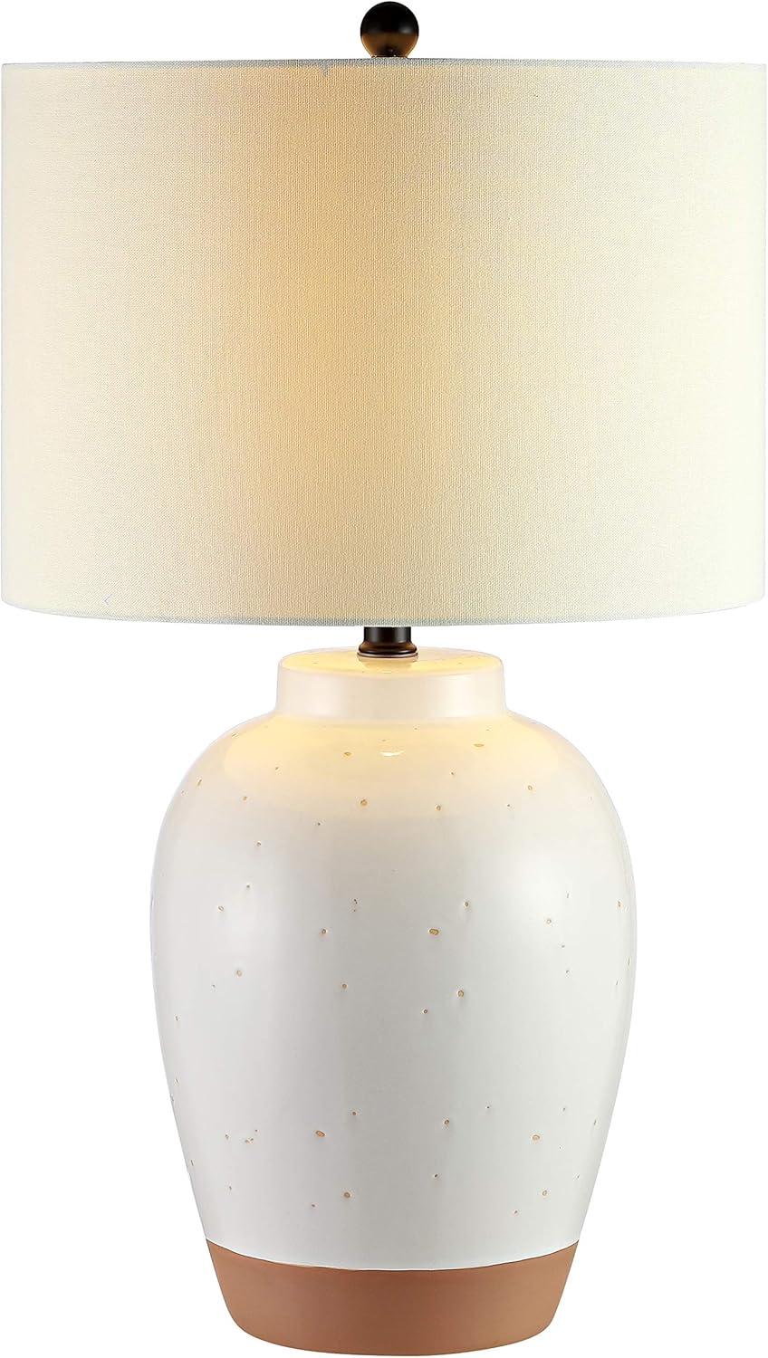 Portcia 27.5" White Ceramic Table Lamp with Drum Shade