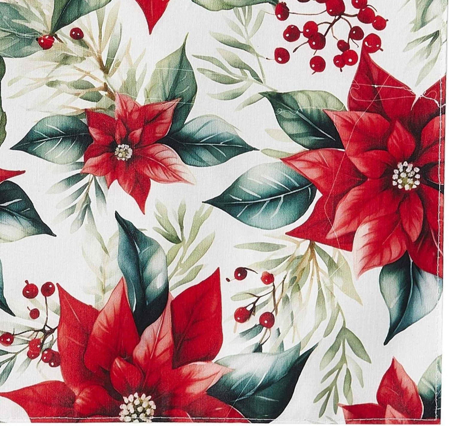 Ivory and Red Poinsettia Holiday Placemats Set of 4