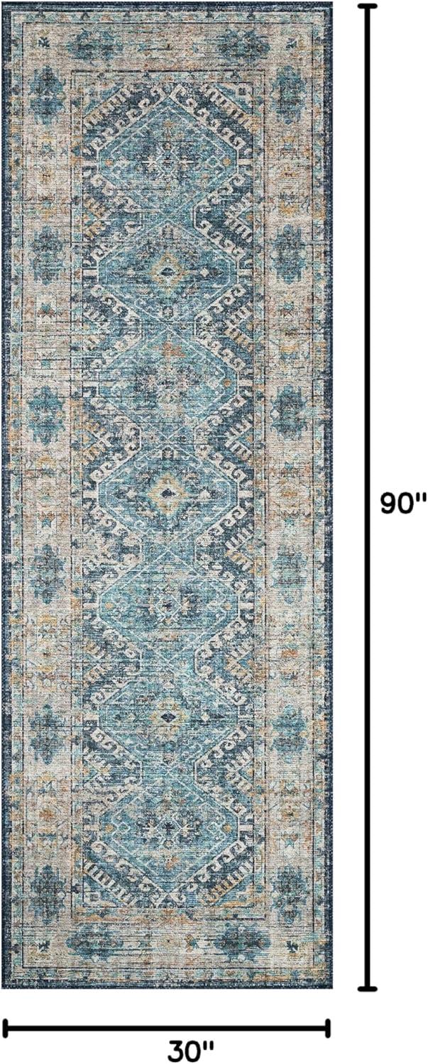 Skye Denim and Natural Hand-Knotted Wool Runner Rug