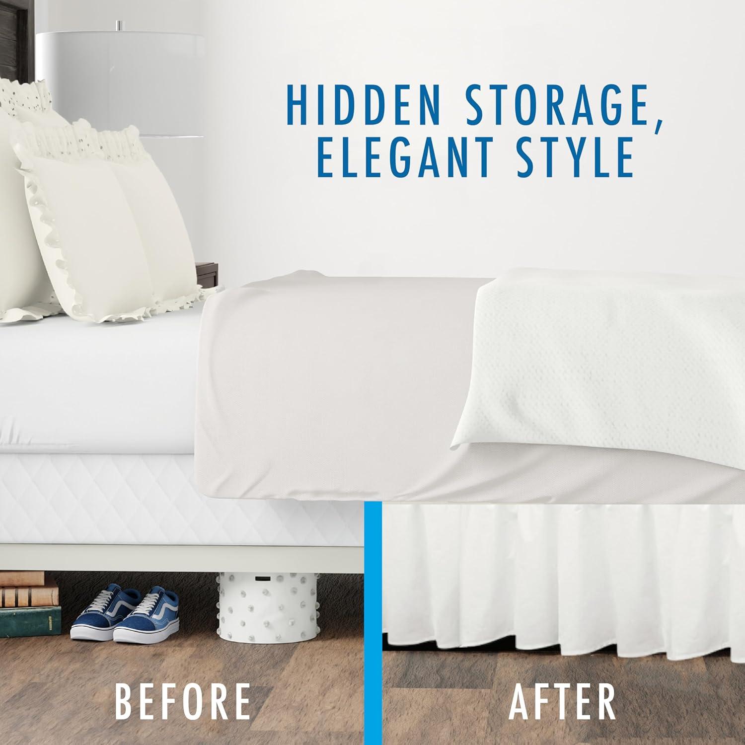 Fresh Ideas Fresh Ideas Ruffled Poplin Bed Skirt, 14" Drop Length