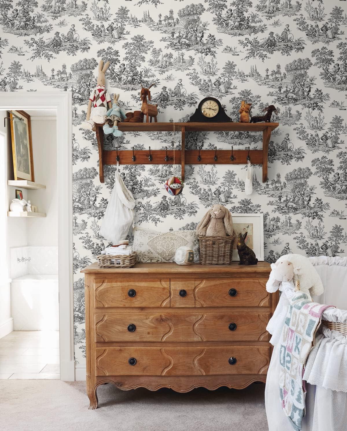 NextWall Inkwell Chateau Toile Peel and Stick Wallpaper