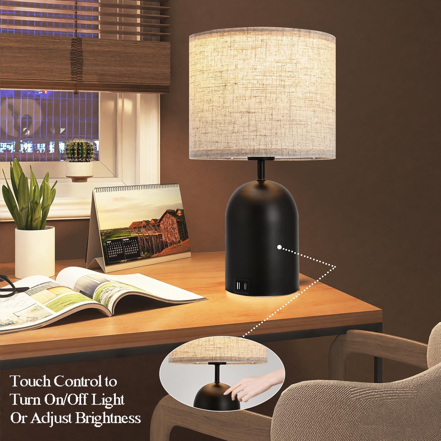 Latitude Run® Touch Control Table Lamps Set Of 2 Dimmable Lamps For Nightstand Bedside Bedroom | Wayfair