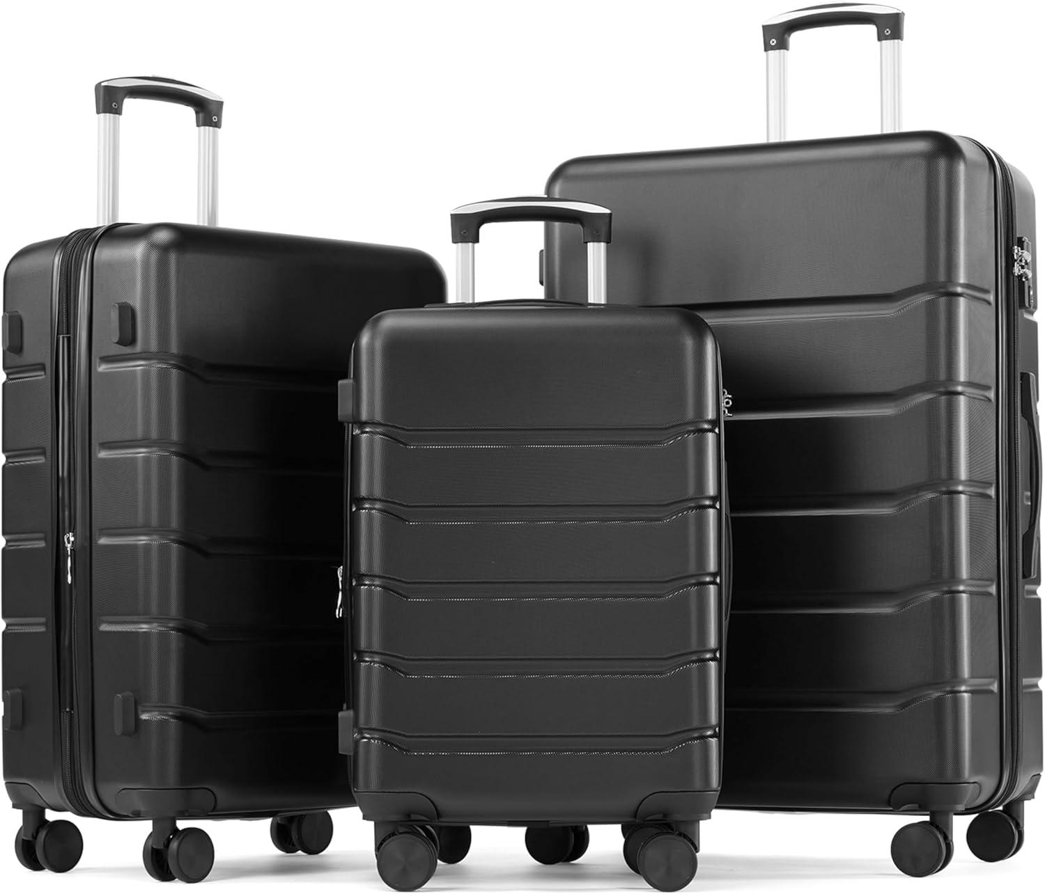 Smugdesk.com 3-Piece Luggage Set, ABS Travel Suitcase Set with TSA lock