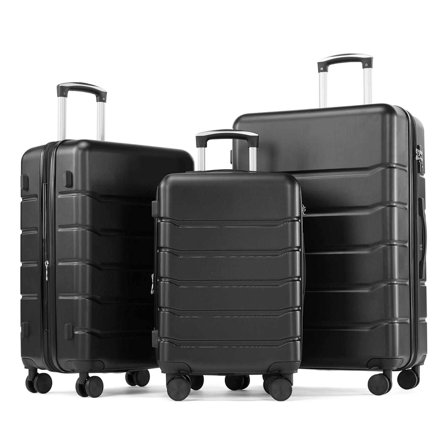 Smugdesk.com 3-Piece Luggage Set, ABS Travel Suitcase Set with TSA lock