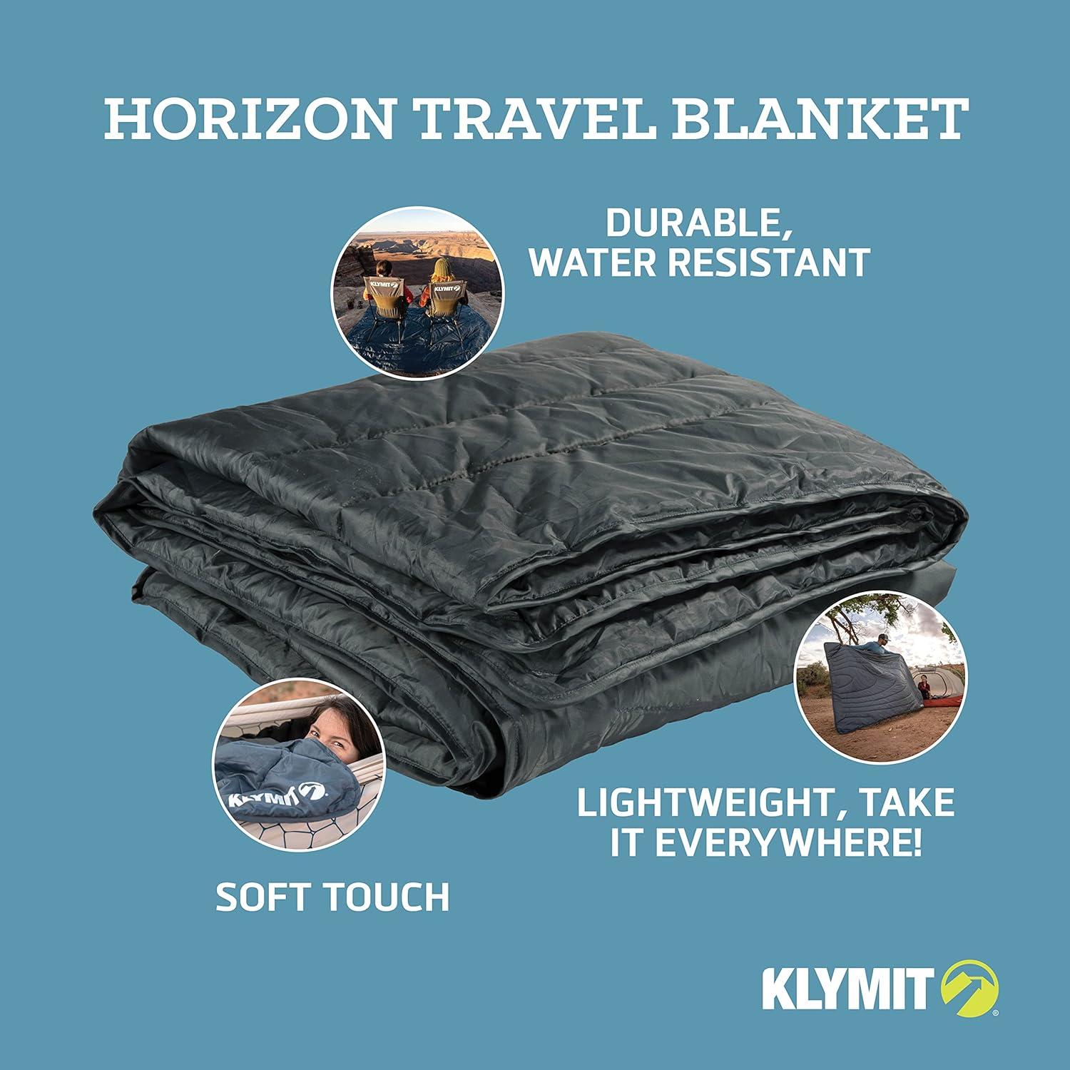 Klymit Horizon Travel Blanket Lightweight Durable Camping Blanket, Gray