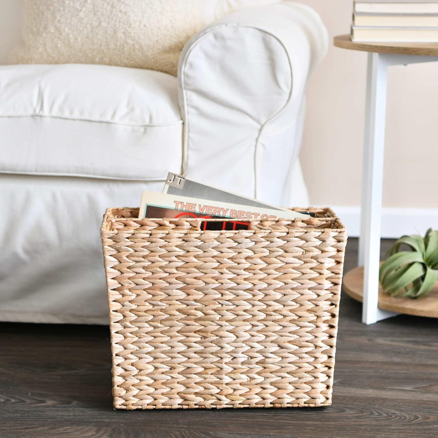 Household Essentials Woven Seagrass Side-by-Side Magazine Rack