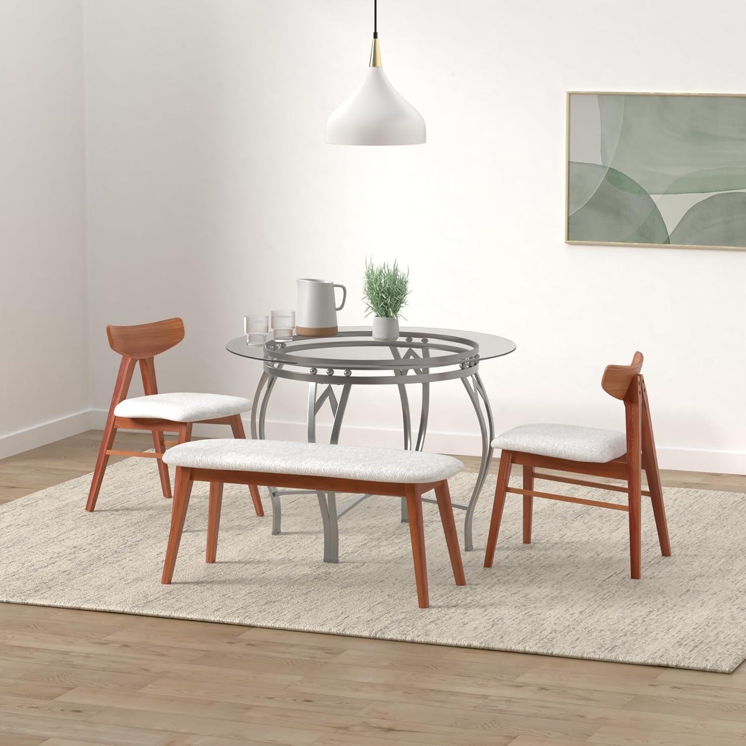 Syracuse Round Glass Dining Table with Bowed Out Metal Frame