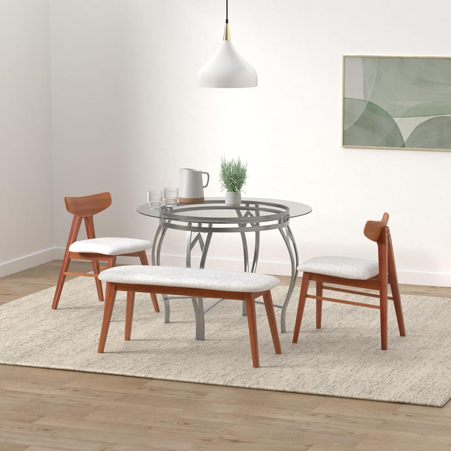 Flash Furniture Syracuse Round Glass Dining Table with Bowed Out Metal Frame