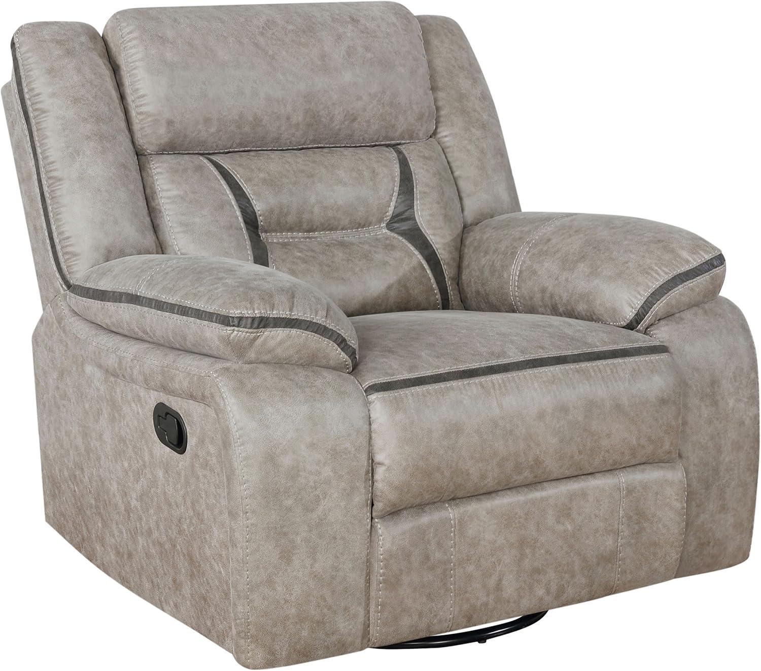 Taupe Faux Leather Swivel Recliner with Lift