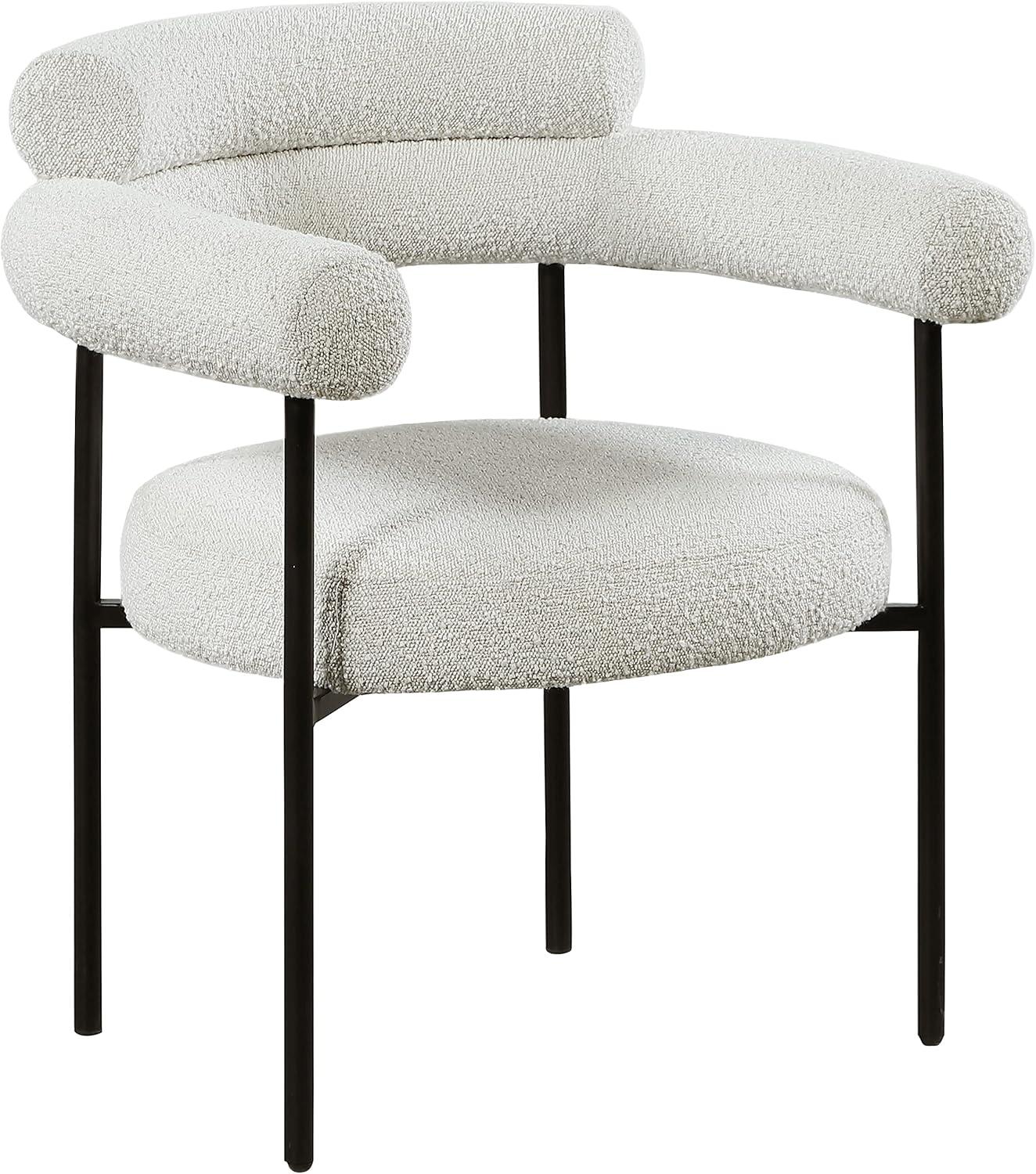 Meridian Furniture Blake Cream Boucle Fabric Dining Chair Set of 2