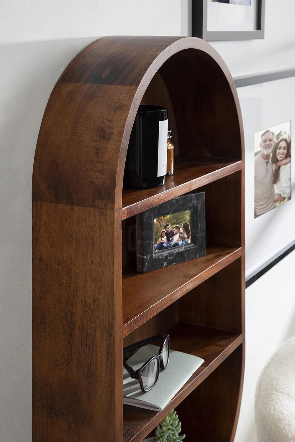 Minx Oval Solid Mango Wood Accent Wall Shelf