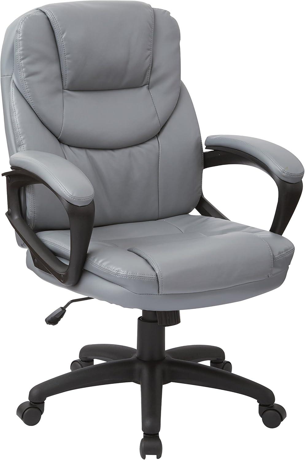 Charcoal Gray Faux Leather Executive Swivel Chair